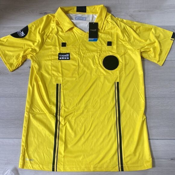 CAPELLI WOMEN'S OFFICIAL REFEREE V-NECK SHORT SLEEVE JERSEY L REFEREE YELLOW NWT - Picture 5 of 7